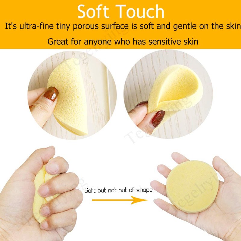 Facial Sponges Compressed,360 Pieces Makeup Remover PVA Professional Round Face Wash Sponges Spa Pads for Women Exfoliating Cleansing,Yellow