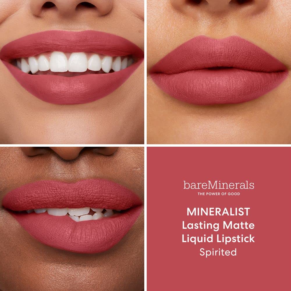bareMinerals Mineralist Lasting Matte Liquid Lipstick for Women, Velvet Matte Finish, All-Day Wear, Weightless, Non-Drying Formula, Talc-Free Lipstick, Vegan, Cruelty-Free & Dermatologist-Tested