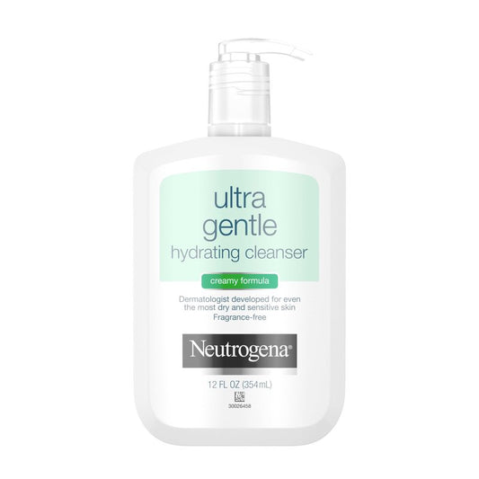 Neutrogena Ultra Gentle Hydrating Facial Cleanser, Non-Foaming Face Wash for Sensitive Skin, Gently Cleanses Face Without Over Drying, Oil, Soap & Fragrance-Free, 12 fl. oz