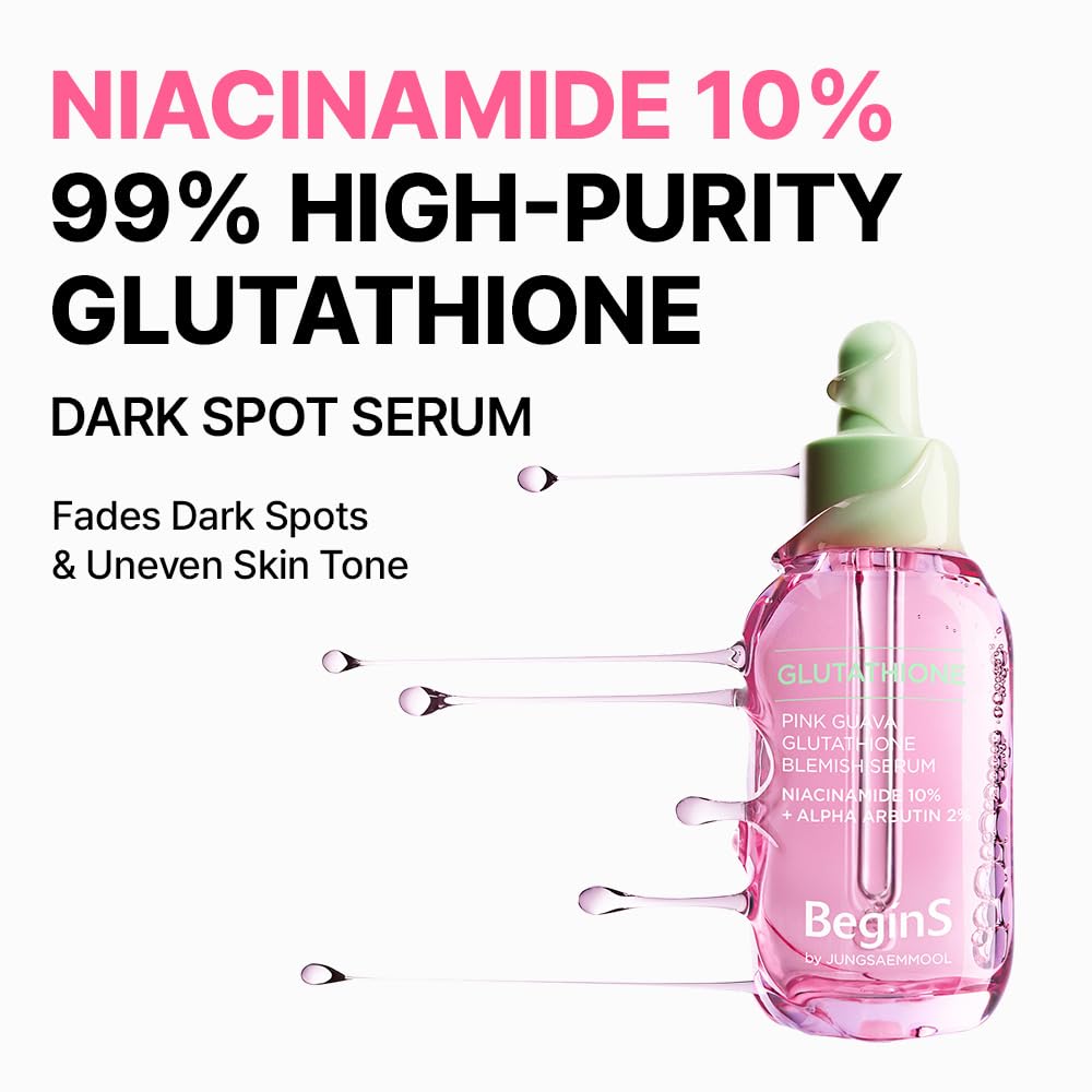 Pink Guava Glutathione Blemish Serum - Uneven Skin Tone Treatment with 99% Pure Glutathione & Niacinamide | 1.01 Fl Oz