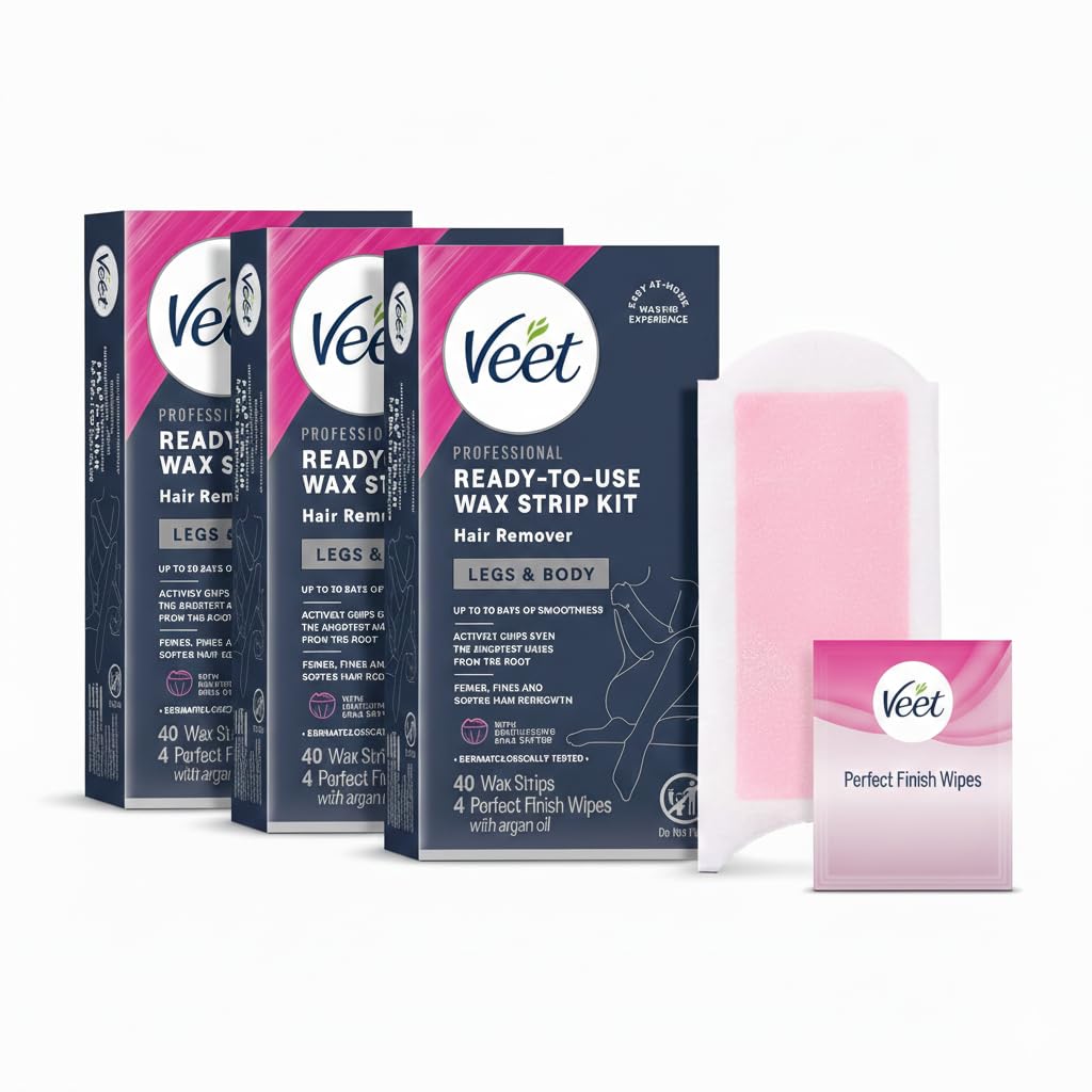 Waxing Kit for Women - Ready-to-Use Wax Strips for Body Hair Removal | 40ct Wax Strips & 4ct Wipes