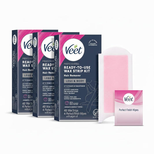 Waxing Kit for Women - Ready-to-Use Wax Strips for Body Hair Removal | 40ct Wax Strips & 4ct Wipes