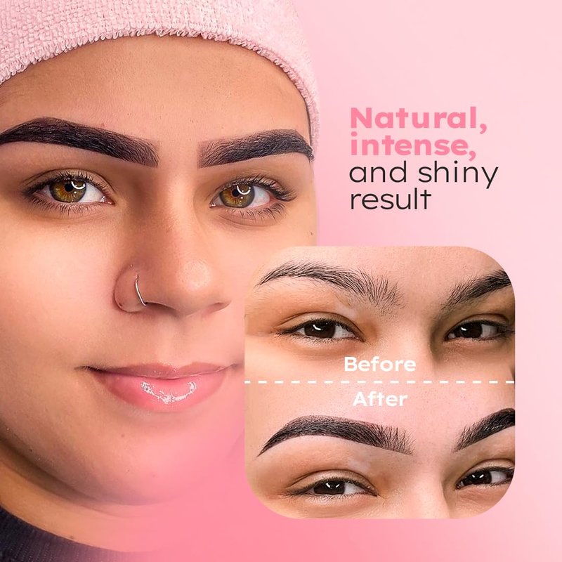 MENELA Eyebrow Henna Tint Kit - Black - Brow Color with Bamboo Extract - Natural Look, Easy Application - 2.5g Henna + 15ml Fixer - Ammonia-Free, Vegan (Black)