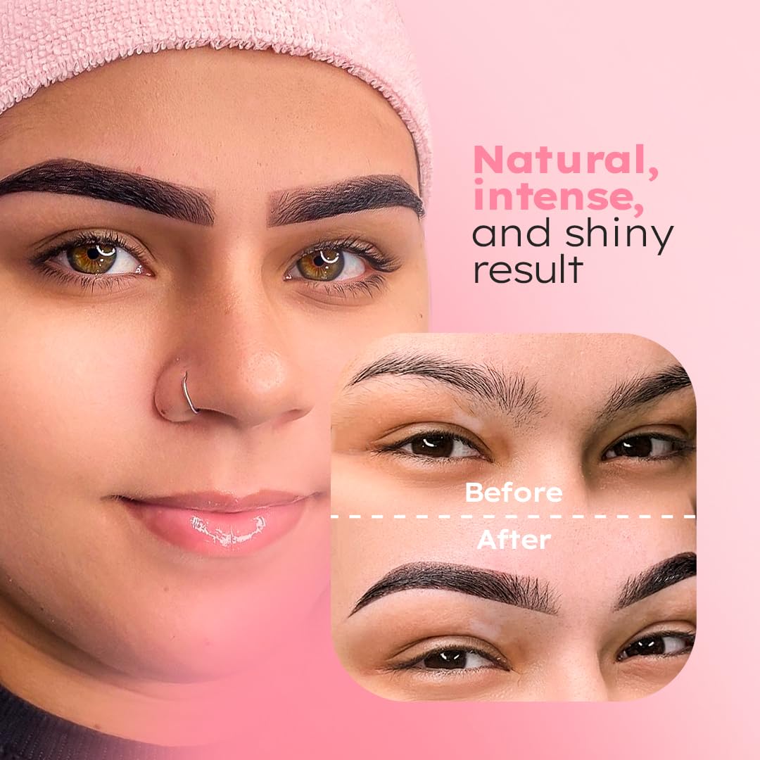 MENELA Eyebrow Henna Tint Kit - Black - Brow Color with Bamboo Extract - Natural Look, Easy Application - 2.5g Henna + 15ml Fixer - Ammonia-Free, Vegan (Black)