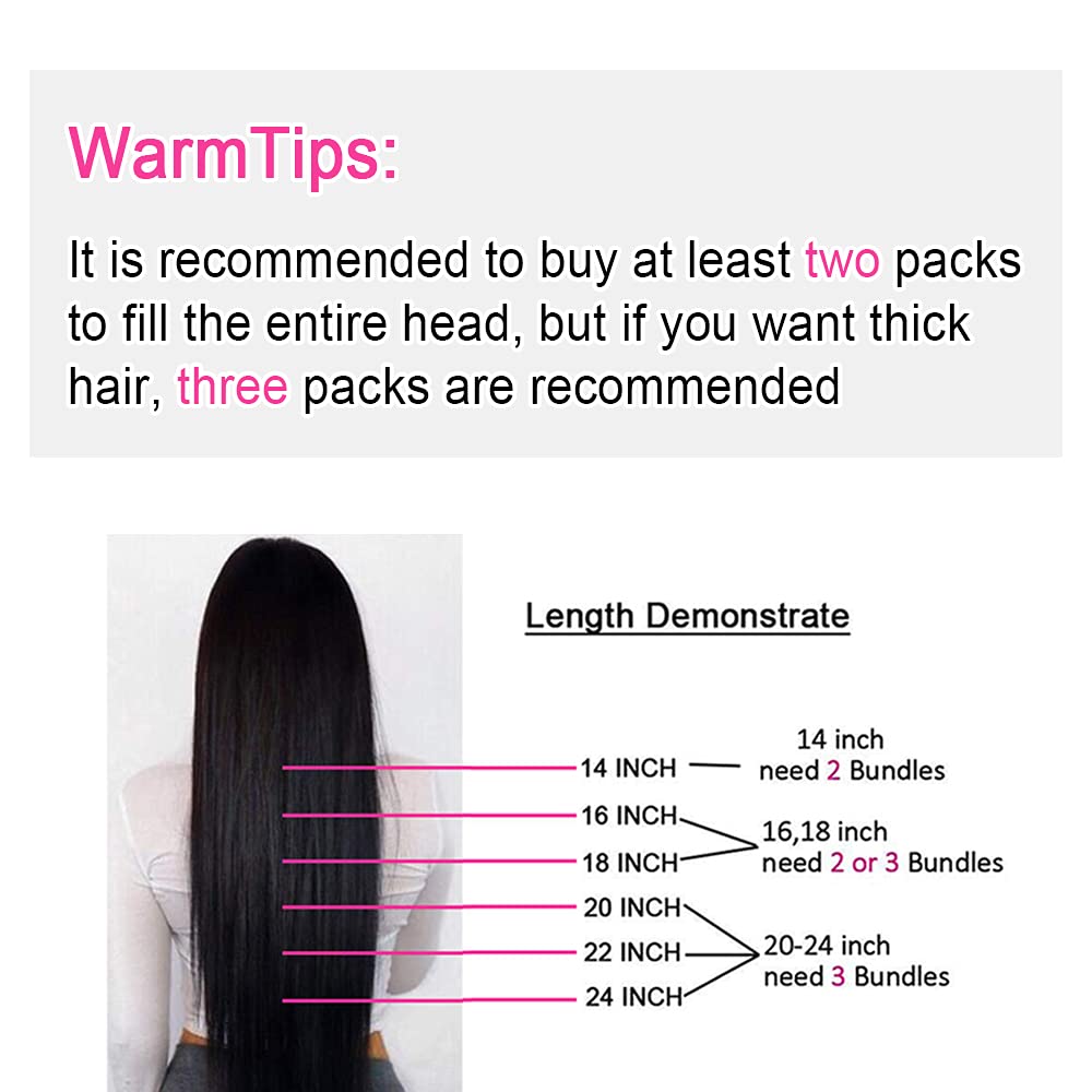 Straight Human Hair Clip in Hair Extensions for Women 100% Unprocessed Full Head Brazilian Virgin Hair Natural Black Color,8/Pcs with 18Clips,120 Gram (16inch, Straight hair)