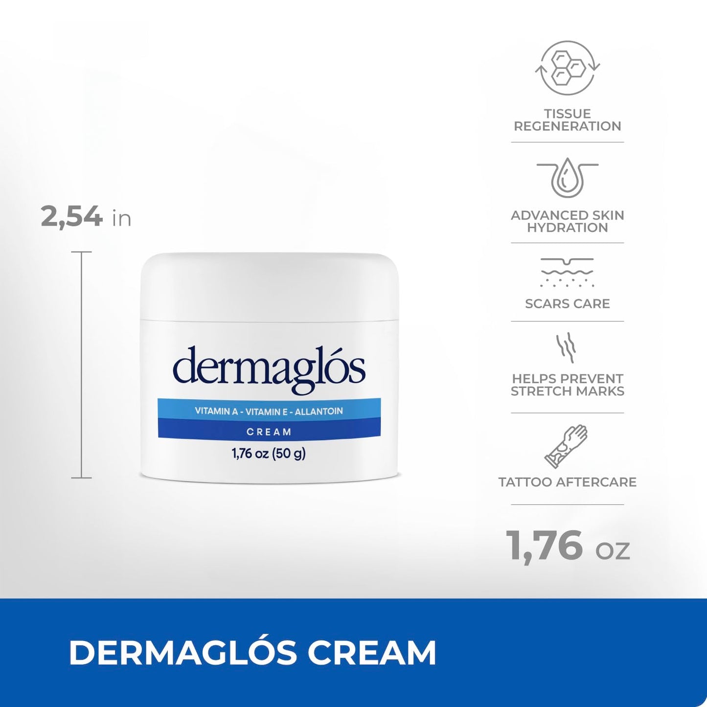 Dermaglos | Hydration And Regeneration pack, Cream Moisturizer 1.76 oz + Emulsion Advanced 13.52 Fl Oz, Vitamin A + Vitamin E + Allantoin, Enhances Skin´s Vitality Formula For all Skin Types