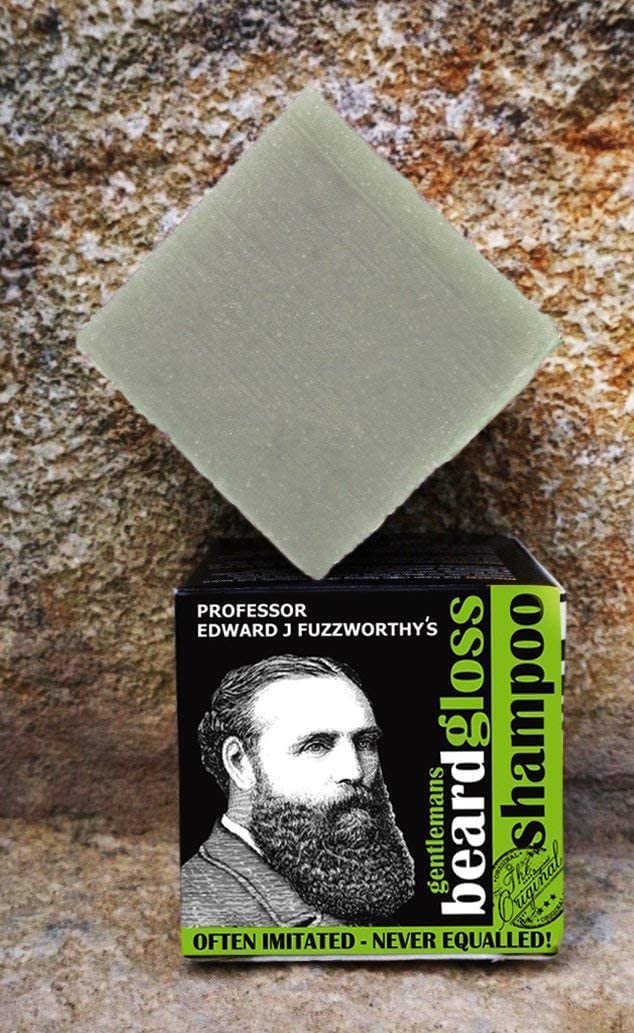 Professor Fuzzworthy's ACV Beard Shampoo Bar & Magnetic Soap Holder Men's Grooming Gift Kit | 100% Natural Beard Wash with Organic Ingredients- Eco Friendly Wooden Soap Dish for Shower & Bath