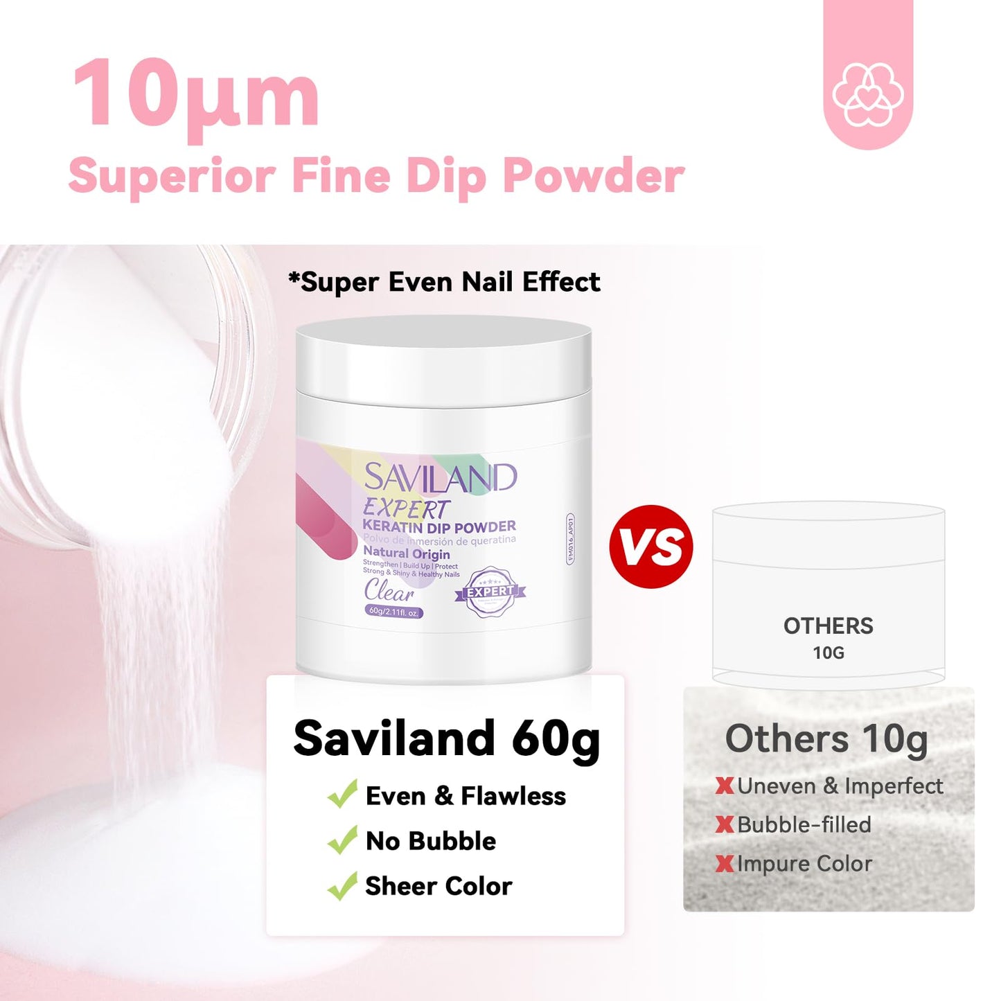 SAVILAND Clear Dip Powder Nail Kit Starter with Nail Dehydrator and Primer