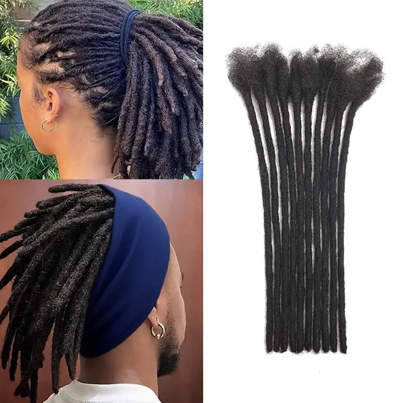 Dreadlock Extension Human Hair 0.6cm Thickness 10 Inch 30 Strands Real Human Hair for Man/Women/Kids Full Head Handmade Permanent Loc Extensions Bundles Can Be Bleached Dyed Curled Twisted