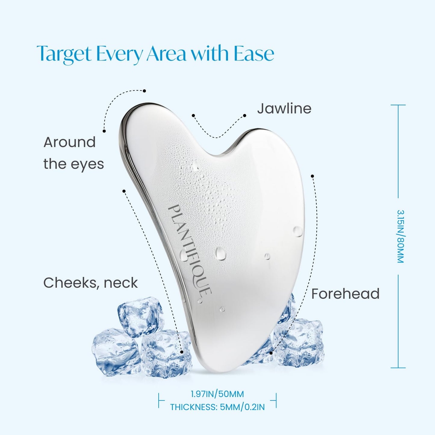 Gua Sha Rose Quartz Facial Massage Tool - Anti-Aging Skin Care | Heart Shape with Travel Pouch