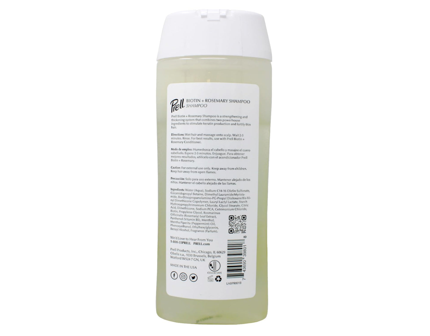 Prell Biotin + Rosemary Strengthens & Thickens Color Safe Shampoo for Fine, Damaged Hair 13.5 fl.oz
