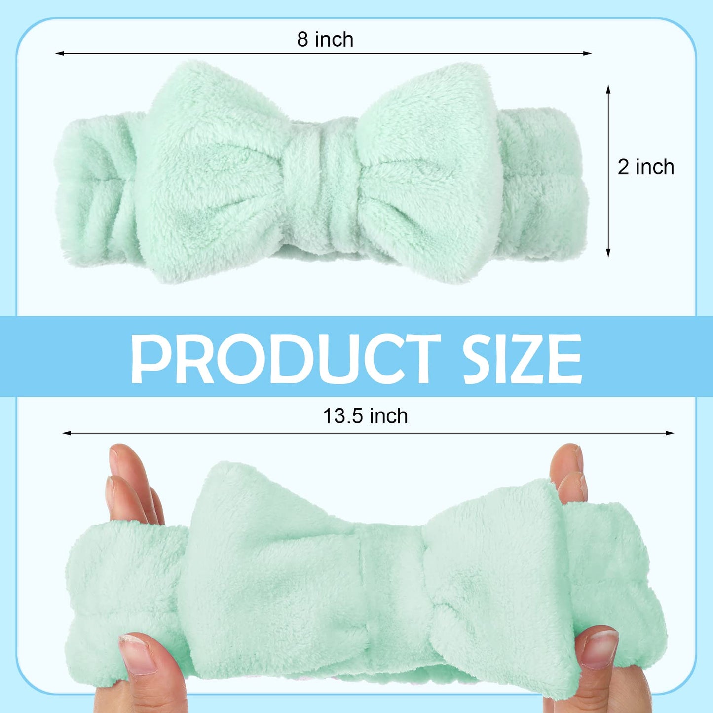 Yinder 40 Pack Bow Spa Headband Coral Fleece Makeup Headband Soft Face Wash Headbands Cosmetic Skin Care Headbands Facial Head Wraps Cute Bow Head Bands for Women Girls Shower Supplies (Pure Style)
