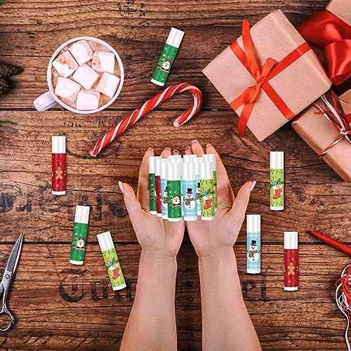 Sosation Holiday Christmas Lip Balm Bulk Jasmine Flavored Christmas Gifts Stuffer Moisturizing Lip Balms Stocking Gift, Lip Care, Christmas Party Supplies(40 Pcs)