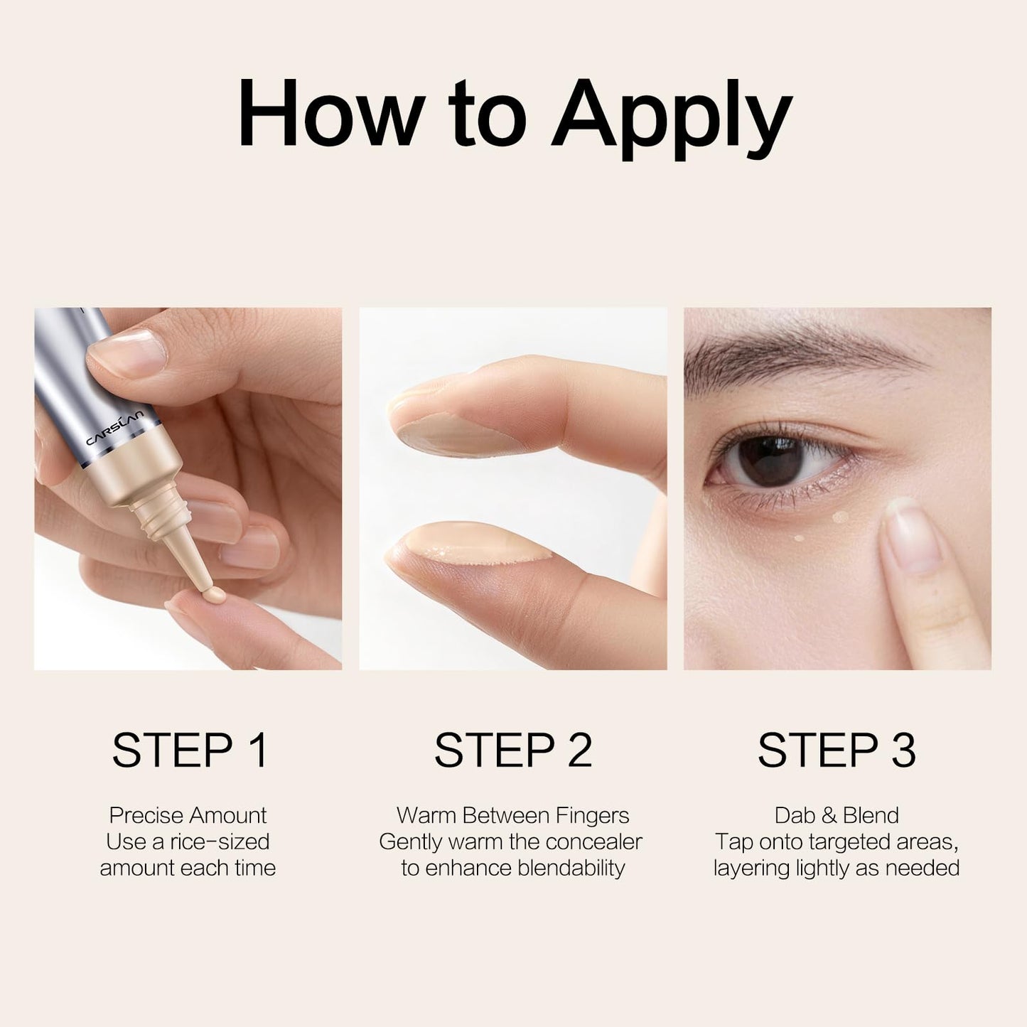 CARSLAN Full Coverage Concealer with 12H Wear for Dark Circles