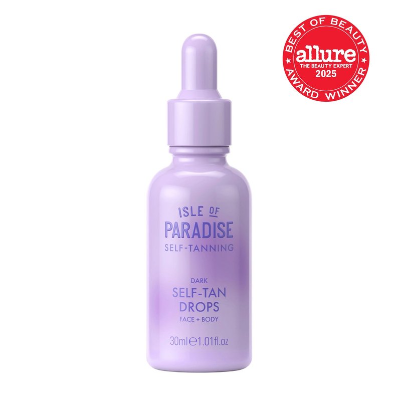 Isle of Paradise Self Tanning Face & Body Drops- Dark, Self Tanner Drops for a Natural Bronze, Long-lasting Tan, Cruelty Free, Fragrance Free & Dermatologist-Approved, 1.01 fl. oz