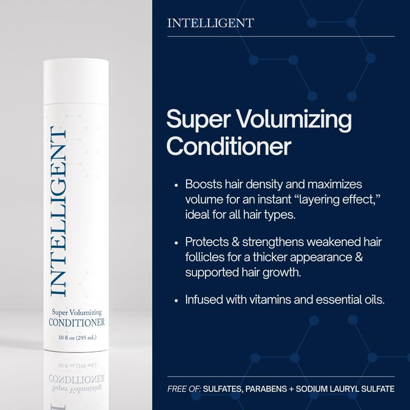Intelligent Super Volumizing Hair Loss Conditioner - Strengthens Weakened Hair and Maximizes Volume | All Hair Types for Men and Women | 10 fl oz (290 ml)