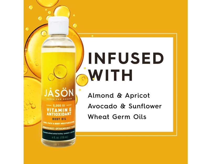 Jason Skin Care Vitamin E Oil 5,000 I.U. 4 fl. oz. Pure & Natural Beauty Oils (a) - 2pc