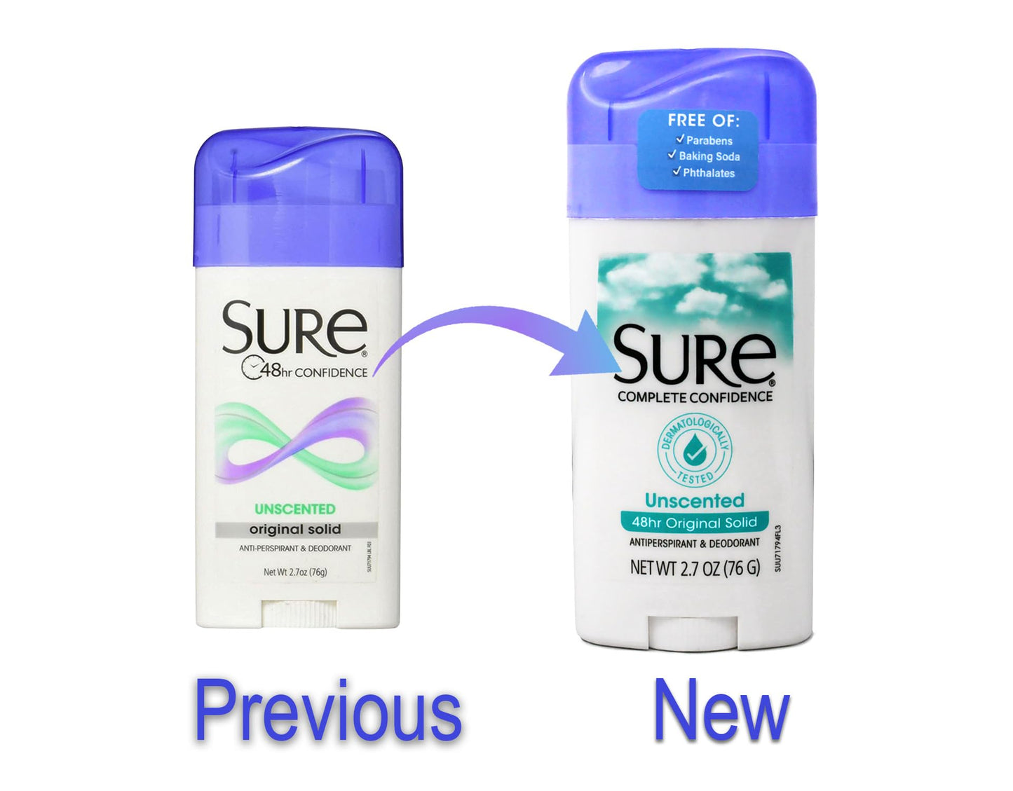 Sure Original Solid Unscented, Anti-Perspirant Deodorant 2.70 oz (Pack Of 1)