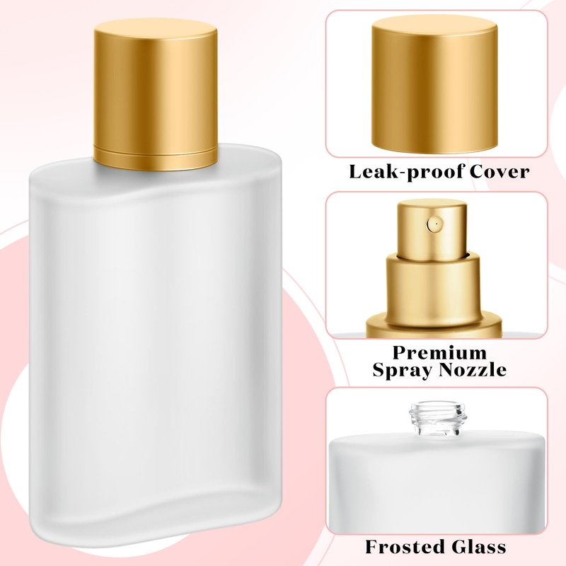 Tessco for you 12 Pcs 50/100ml Frosted Glass Bottle Perfume Atomizer Refillable Spray Empty Perfume Dispenser Fine Mist Atomizer Cosmetic Container for Travel Men Women (3.4 Ounces,Gold)