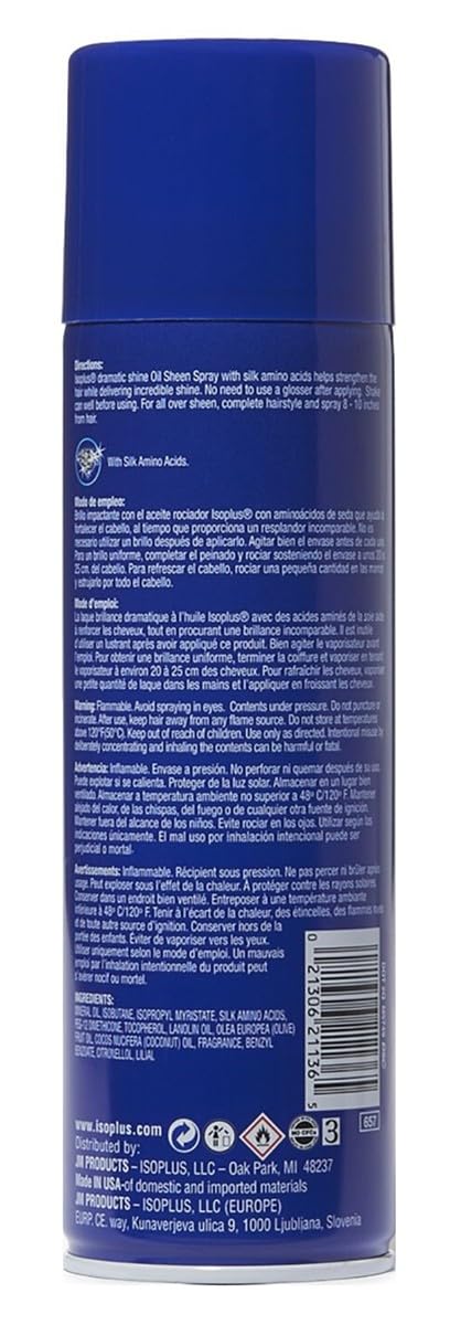 Isoplus Oil Sheen Hairspray - 11oz Aerosol Spray for Shine & Moisture | 6 Pack