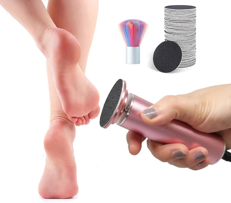 Electric Callus Remover - Adjustable Speed Foot Scrubber with 60 Sanding Discs | Pink Pedicure Tool for Dead Skin Removal