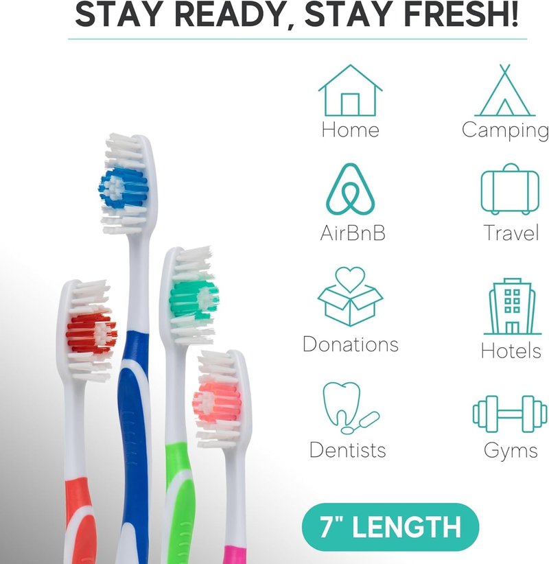 Avistar Bulk Toothbrushes Pack - 100 Individually Wrapped Toothbrushes Bulk for Travel, Hotels, Relief Missions, and Donations - Bulk Disposable Toothbrush Pack Adults and Kids