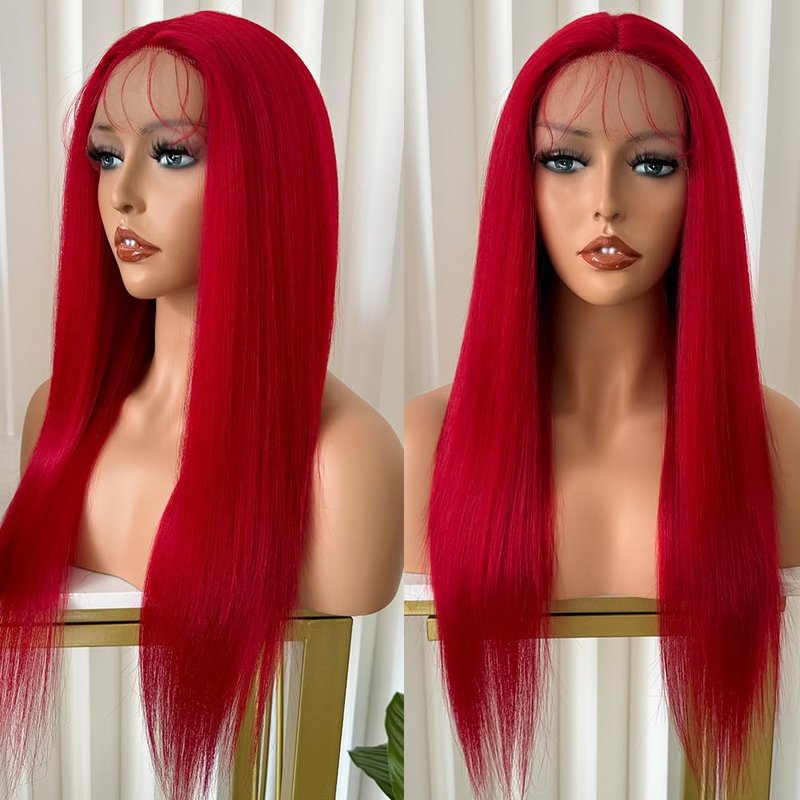 Phyoung Red Hair Lace Front Wigs Long Straight Hair Red Wig Heat Resistant Glueless Synthetic Lace Front Wigs for Women