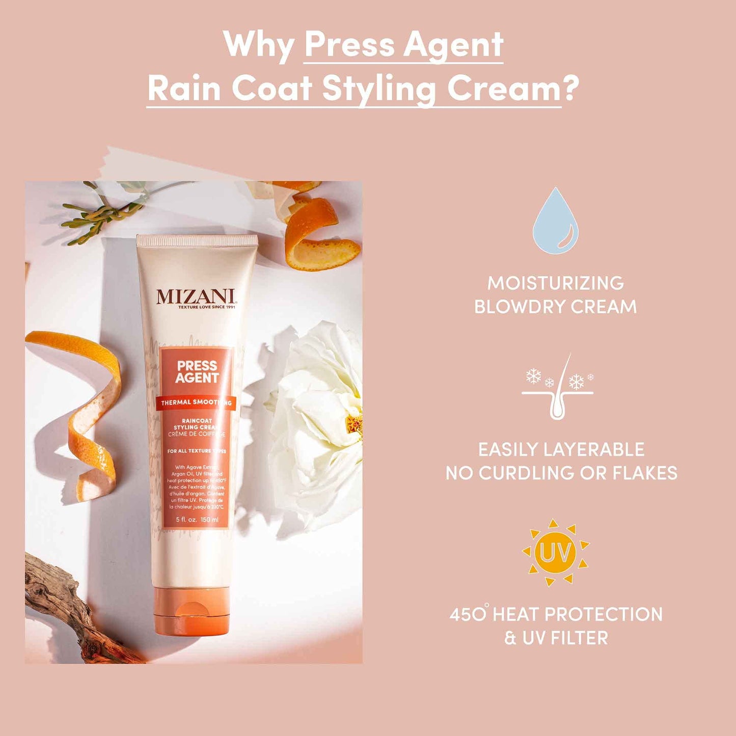 Mizani Press Agent Raincoat Styling Cream – For Frizzy Hair