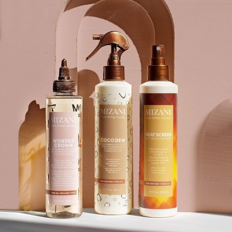 Mizani Heat Protectant Spray - Anti-Frizz & Glossy Finish for Curly, Coily Hair | 8 oz