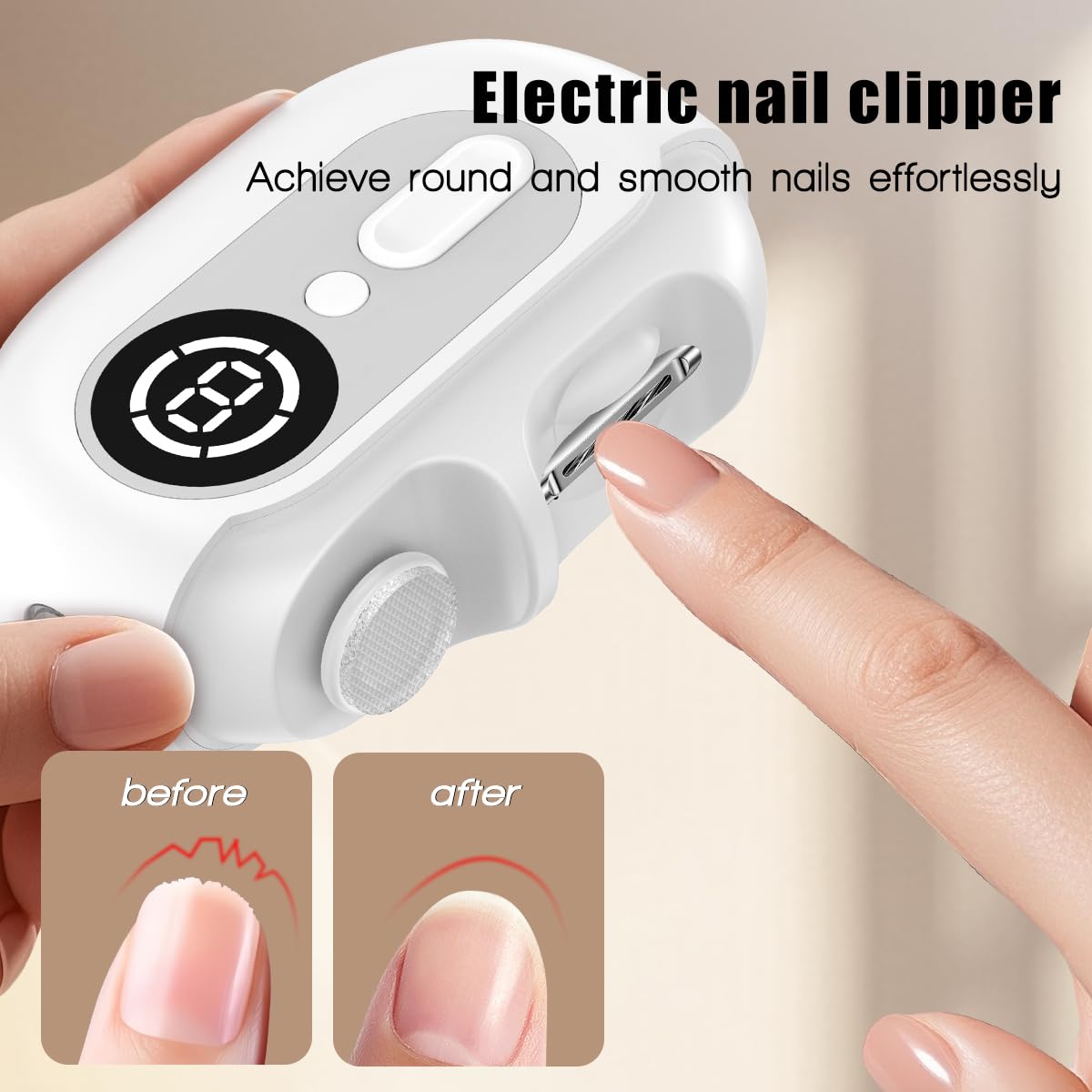 Electric Nail Clipper for Senior and Baby - 4in1, 2 Speeds, Magnetic Cover, Nail Scraps Storage, USB Rechargeable, Safety Electric Fingernail Trimmer for Kids, Adult, Seniors, Men, Caregivers