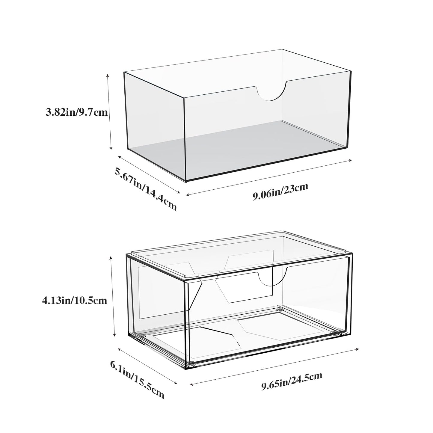 IceFun 4 Pack Large Stackable Storage Drawers,Acrylic Bathroom Kitchen Cabinet Undersink Makeup Organizer With 2 Pack Divider.