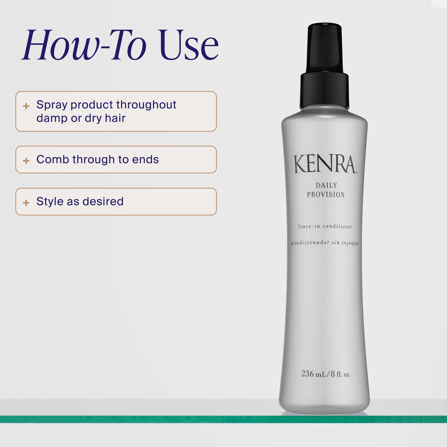 Kenra Professional Daily Provision Leave-In Conditioner | Hydrates, Detangles, & Adds Shine | Tames Frizz & Flyaways | Thermal Protection | Helps To Resist Humidity | All Hair Types | 8 fl. Oz