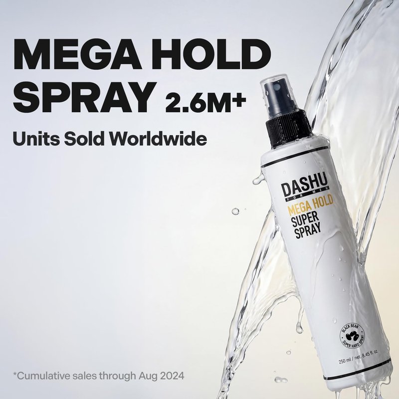 DASHU Hairspray, Mega Hold, Super Hair Spray Extra, Detangler , Long-Lasting , Weather-Resistant, Frizz Ease, Korean Hair Care, 8.45fl oz (Two Bundle)