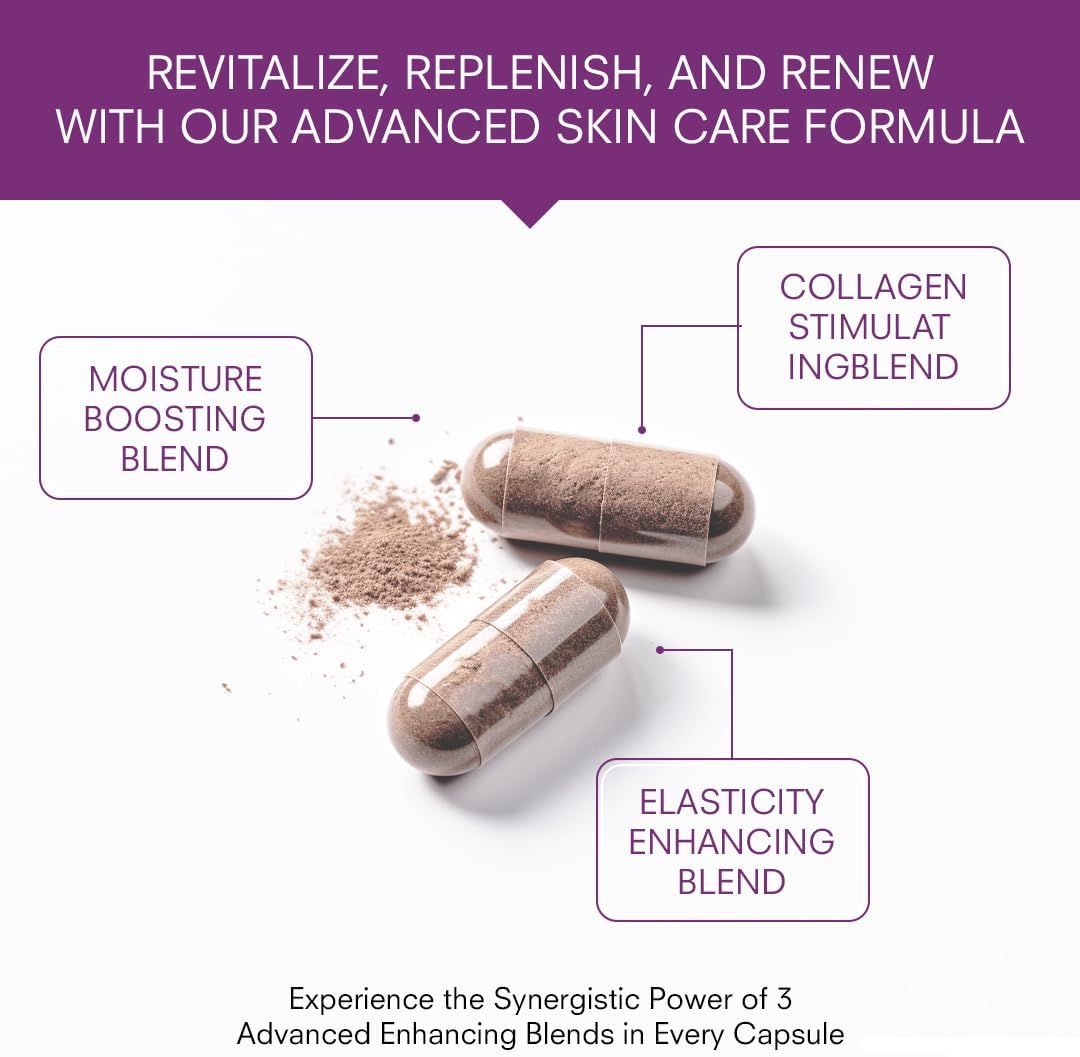Deep Skin Restore - Advanced Dermal Repair Complex for Firmness & Hydration | Vegan Collagen Builder - 60 Capsules