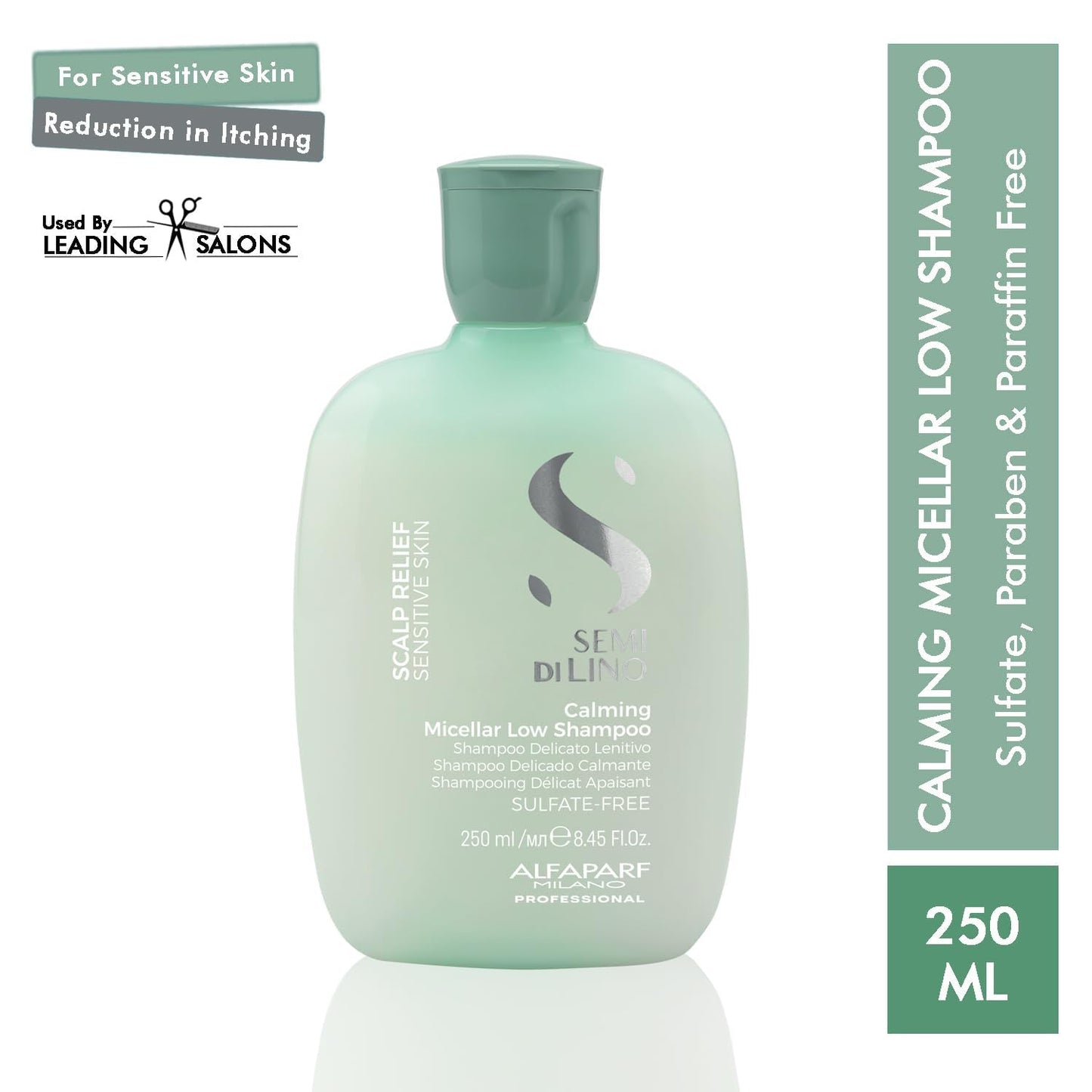 Alfaparf Milano Semi Di Lino Scalp Relief Low Shampoo for Sensitive Skin - Sulfate Free Shampoo - Soothes, Brings Comfort and Hydrates - Itch Relief - Professional Salon Quality