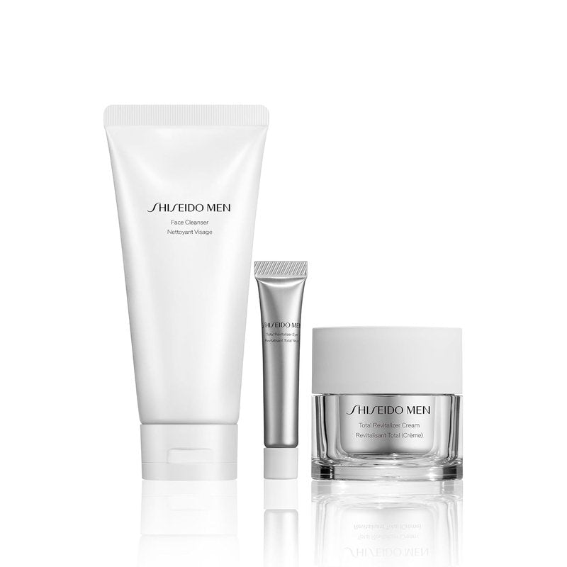 Shiseido Men's Cleanse & Moisturize Set | Face Cleanser, Revitalizer Cream & Eye Cream - 125mL, 50mL, 5mL