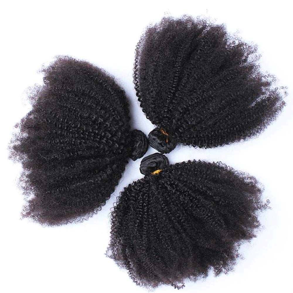 Mongolian Afro Kinky Curly Bundles Human Hair 8 10 12 Inch 4B 4C Afro Kinky Bulk Human Hair Bundles Unprocessed Virgin Hair Curly Weave Hair Bundles for Women Natural Black