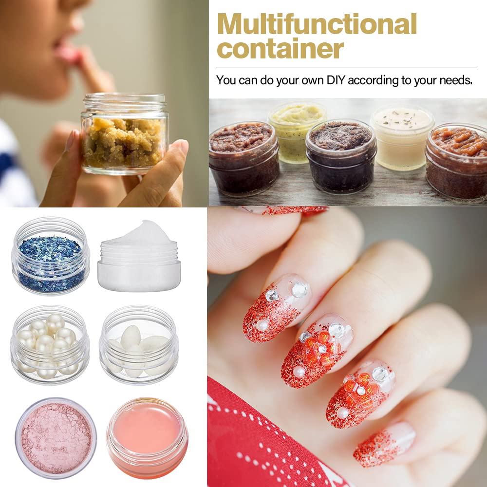20 ml Containers Bulk 0.7 oz Round Pot Jars 120PCS Sample Containers Lip Scrub Containers Mini Plastic Cosmetic Containers with Lid for Lip Scrub, Body Butters, Cream, Slime, Craft Storage