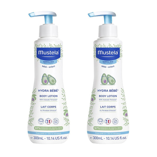 Mustela Hydra Bebe Body Lotion Daily Moisturizing Baby Lotion with Natural Avocado, Jojoba and Sunflower Oil,10.14 Fl Oz - 2-Pack