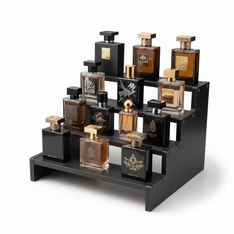 Nestoniyun 3/4-tier cologne stand for men - Wooden perfume organizer with Anti-slip Washers, Display Risers for Makeup, Figures, Cupcake, Dessert, cologne organizer for Men, perfume stand