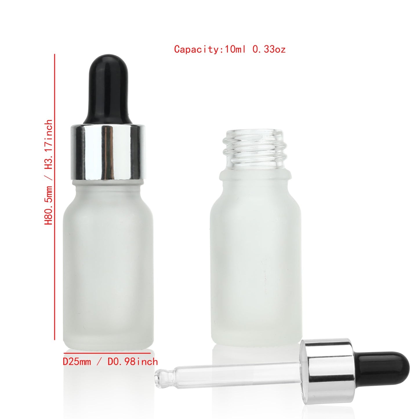 COSIDEA 30 pcs Empty 10ml 0.33oz Frosted glass dropper bottle for oils liquids travel containers essential oil bottles refillable