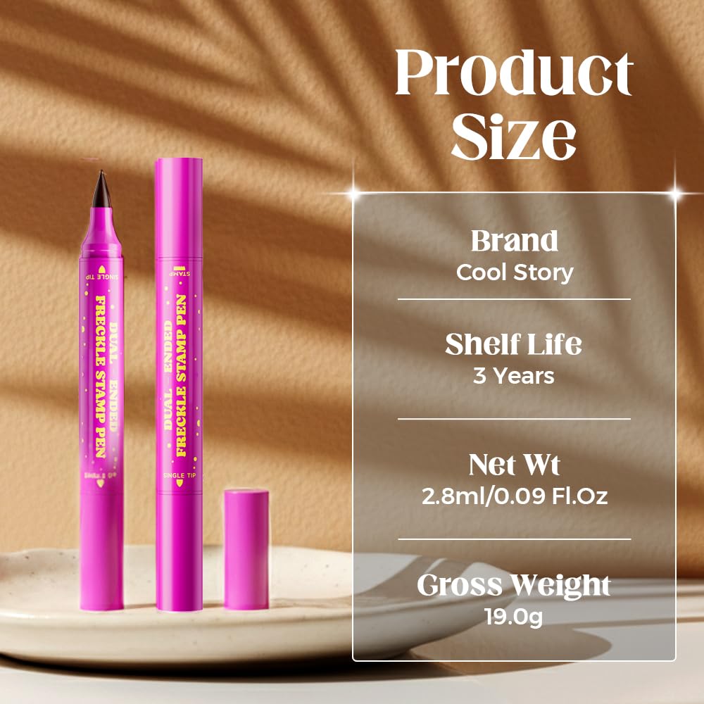 2 Pcs Freckles Stamp Pen, 2026 New Dual-Ended Waterproof Freckle Pen, Realistic Long-Lasting Freckles Makeup, Smudge-Proof Fake Freck Pen for Natural (Deep Brown)
