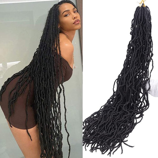 36 Inch New Faux Locs Crochet Braids Hair 6 Packs Super Long Goddess Locs Crochet Hair Curly Wavy Soft Locs Braiding Hair for Women Pre-looped Synthetic Afro Roots Braid Collection Extended