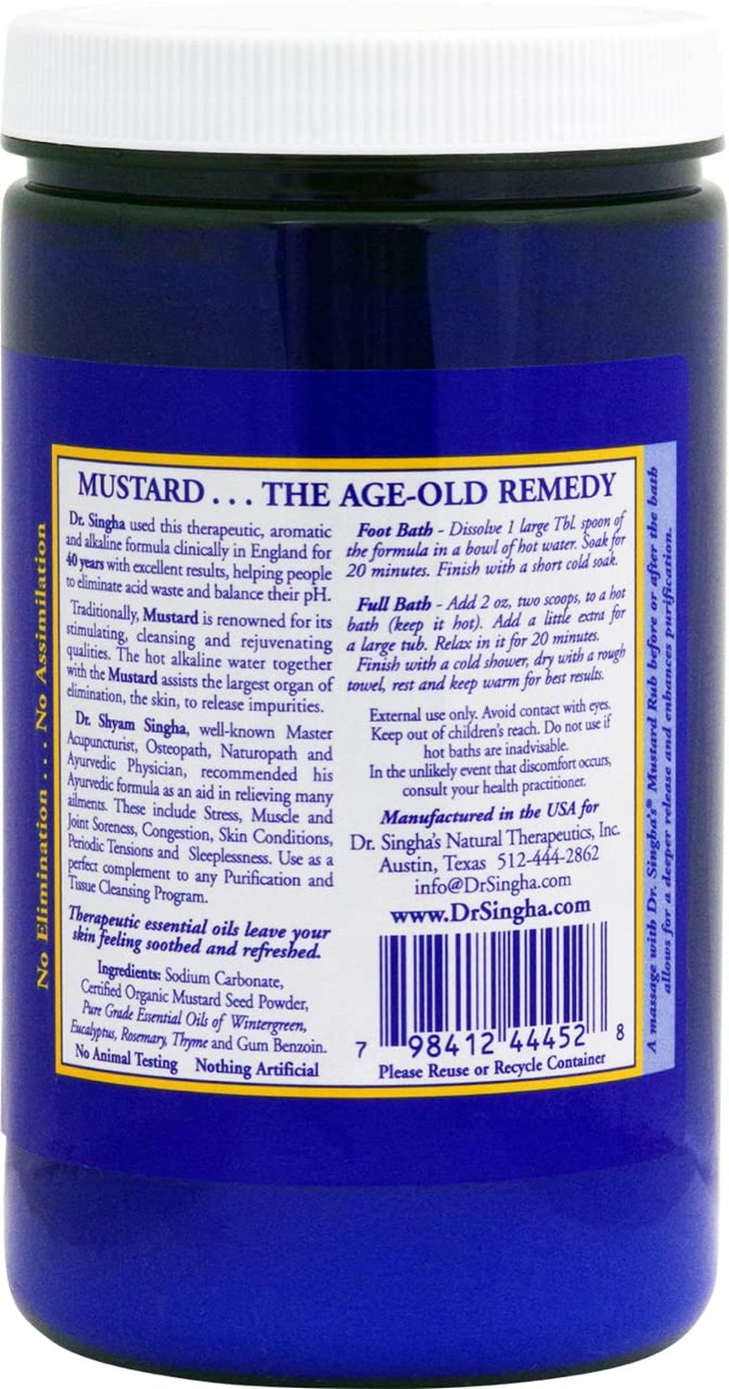 Dr. Singha's Mustard Bath Soak – Aromatherapy Bath Salts with Mustard Seed & Essential Oils for Muscle Relaxation, Stress Relief & Soothing – Epsom Salt Alternative, 28 oz