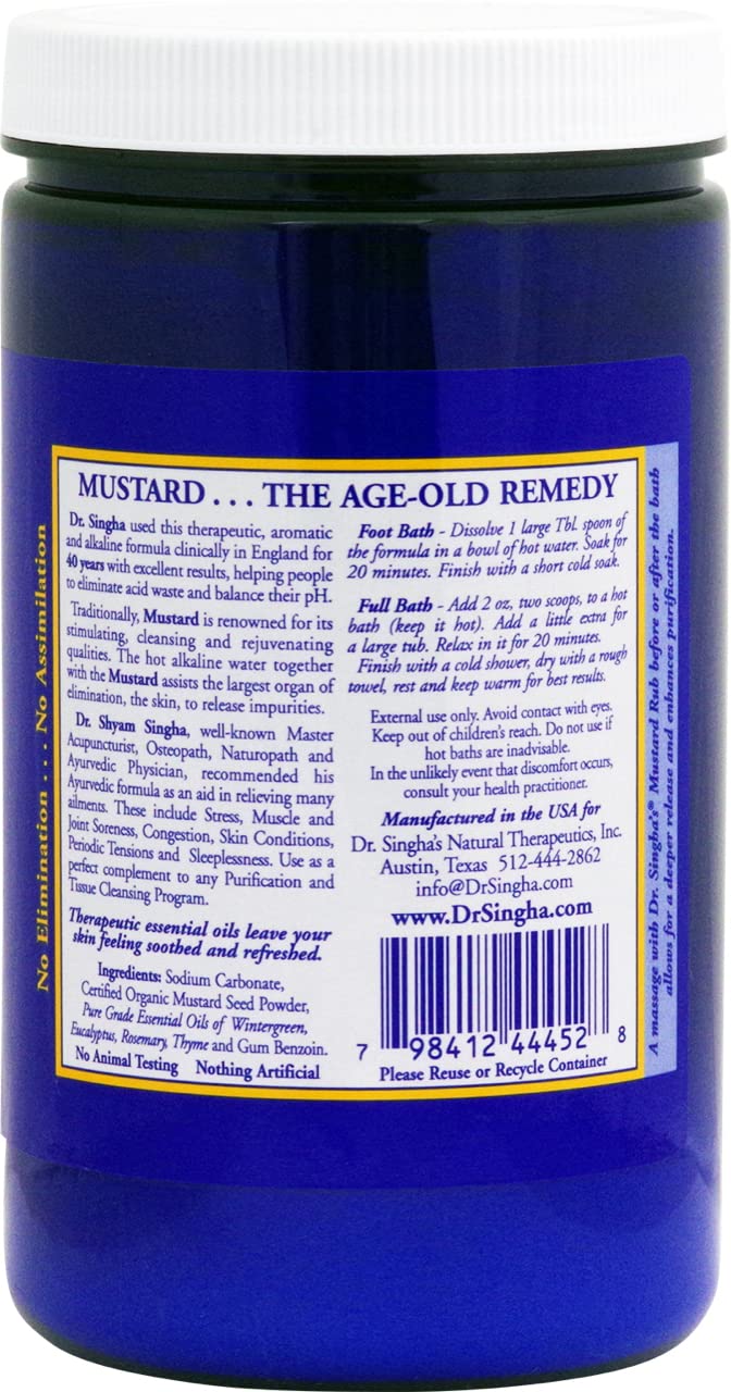 Dr. Singha's Mustard Bath Soak – Aromatherapy Bath Salts with Mustard Seed & Essential Oils for Muscle Relaxation, Stress Relief & Soothing – Epsom Salt Alternative, 28 oz