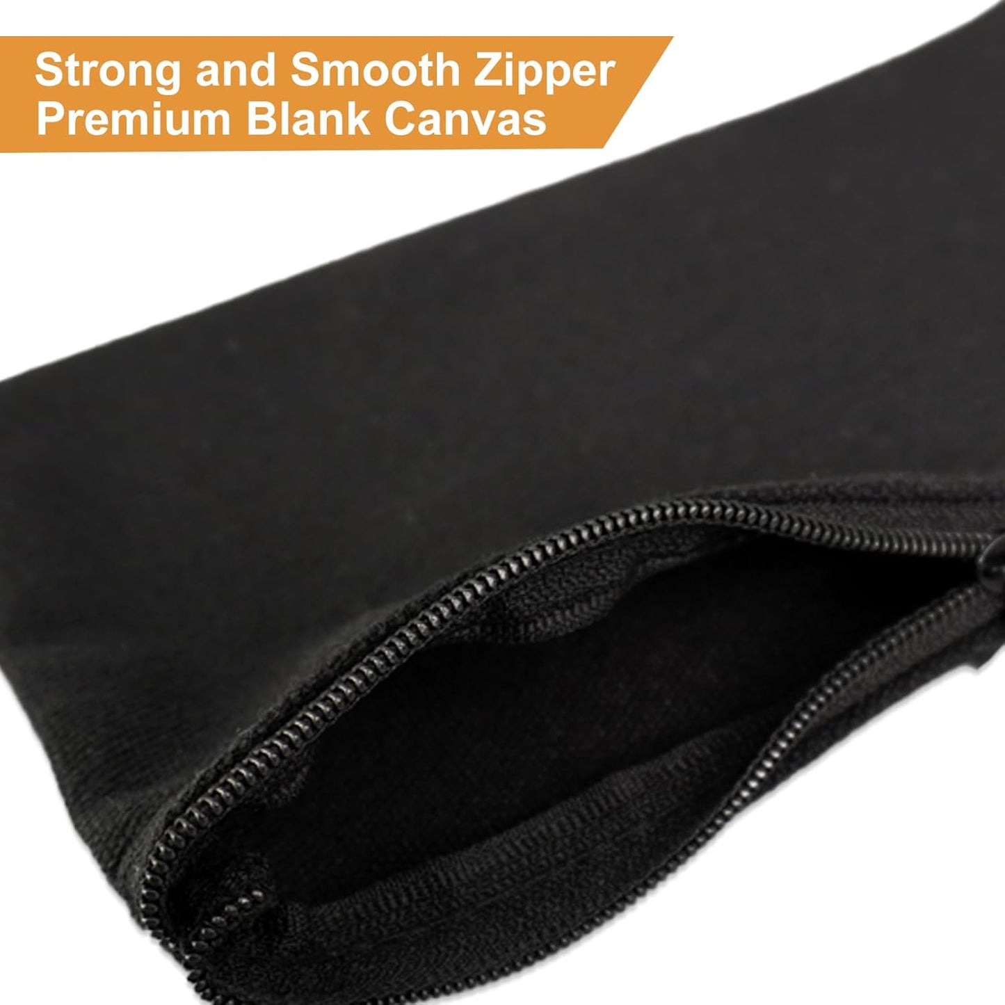 Canvas Zipper Makeup Bags - 84 Pcs Bulk Pencil Pouches for DIY Crafts | Black Cosmetic Storage Set