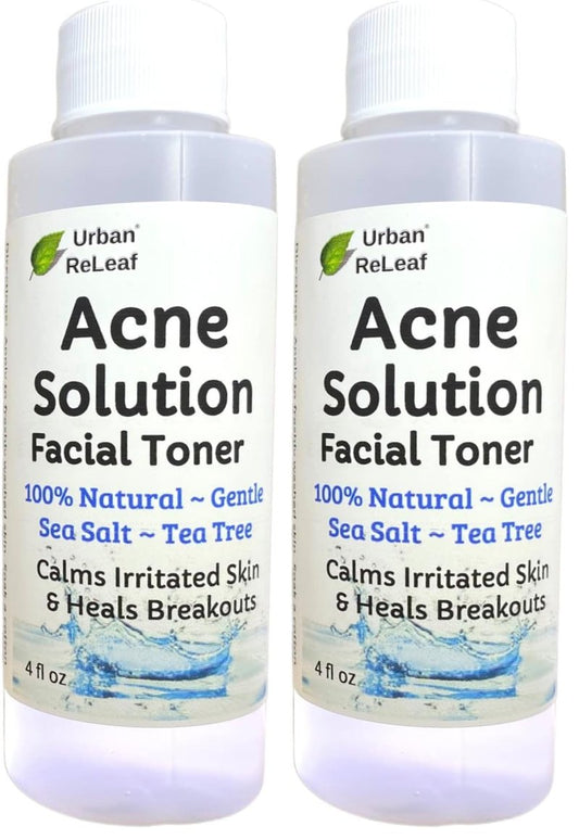 Urban ReLeaf Acne Solution Facial Toner! Sea Salt & Tea Tree. Soothe Skin, Calm breakouts. 4 oz. Gentle Effective. 100% Natural & Soothing. Reduce The Appearance of pores. (Pack of 2)