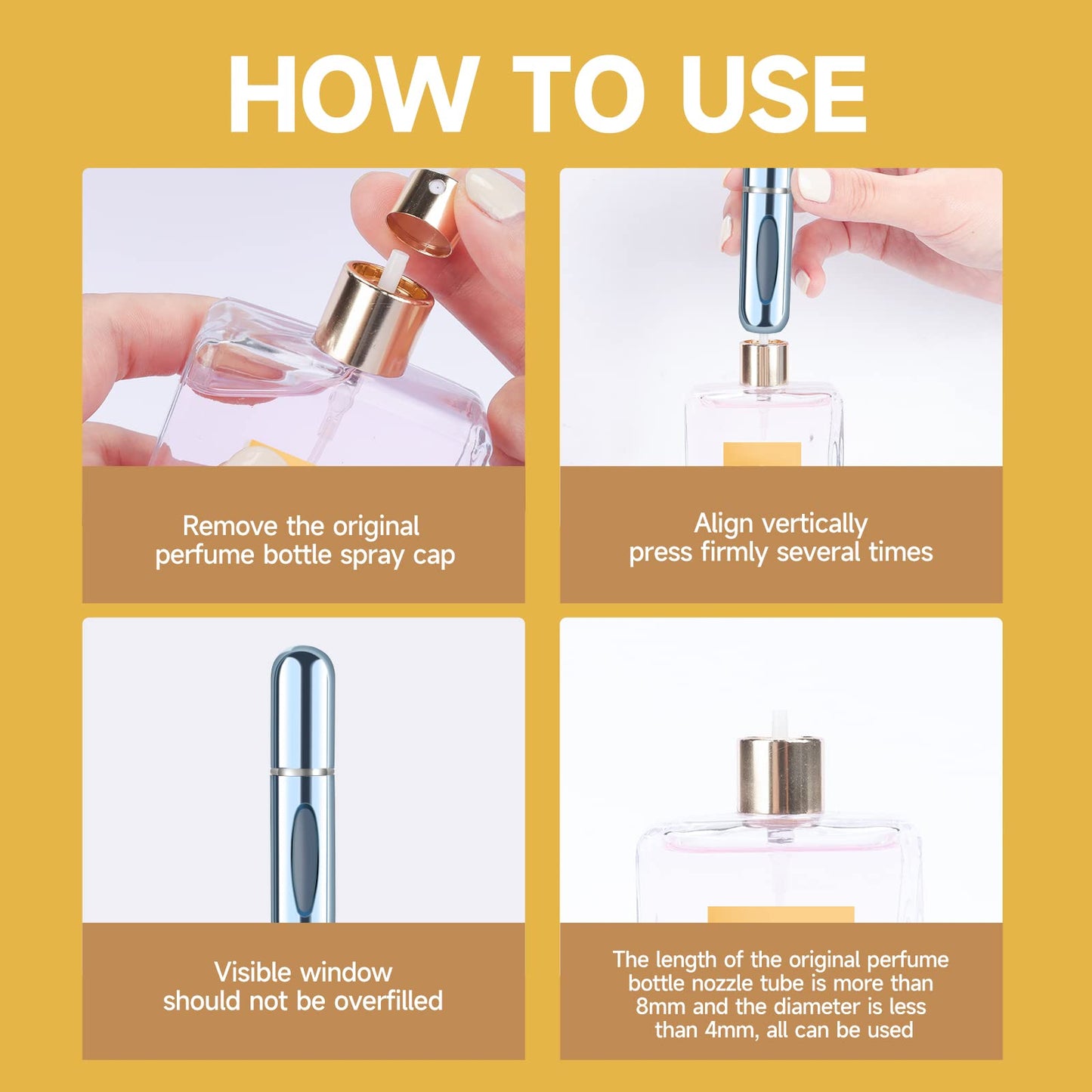 Yamadura Portable Mini Refillable Perfume Bottle, Atomizer Spray, Travel Scent Pump Case