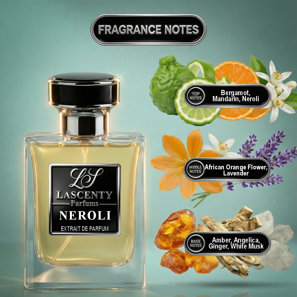 LaScenty NEROLI Inspired by Neroli Portofino, Fresh Citrus Floral Perfume and Cologne for Men and Women, Long Lasting Intense Fragrance with Strong High Projection, 50 ml EDP
