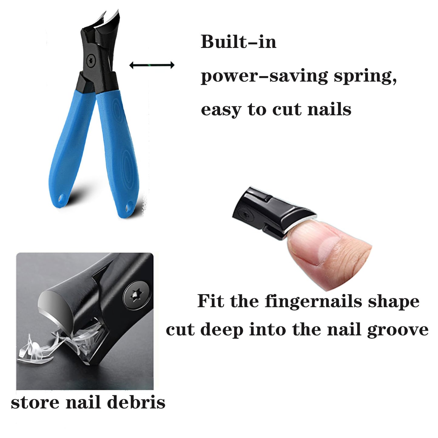 5 pcs Set Thick Hard 2 Nail Clipper(Flat and Bevel,Nano-Glass Nail Files,ingrown Nail Lifter,Nail Buffer, Long Handle Adult toenails Stainless Steel Large Opening Pliers Head Large Nail Clippers